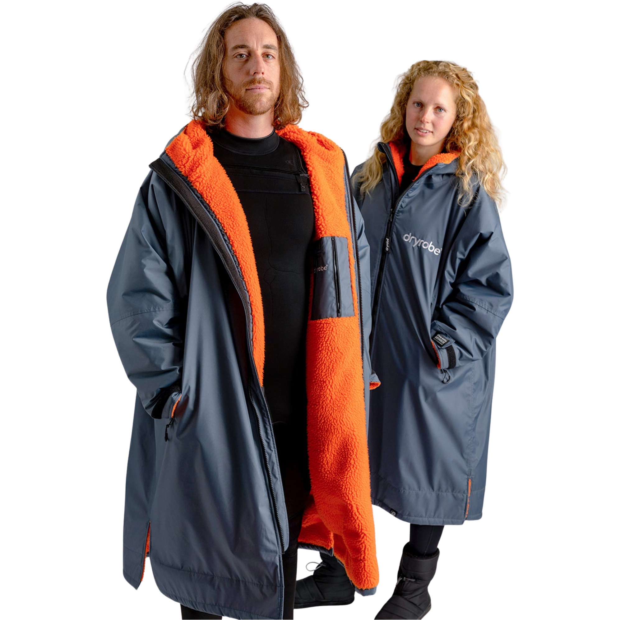 2026 Dryrobe Advance Long Sleeve Changing Robe DALSV3 - Dark Grey / Orange